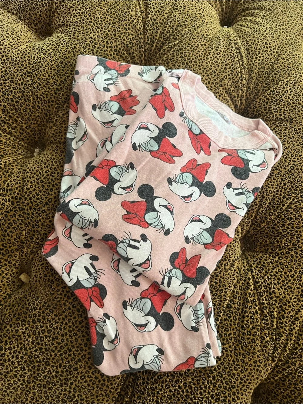 Hanna Andersson Pink Minnie Mouse Pajama Set with Red Bows size 10